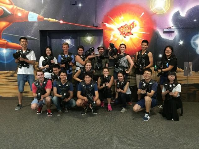 Osteo-la-vista, Baby 2016 group picture of lab in laser tag uniforms